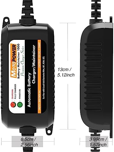 MOTOPOWER MP00206A 12V 1.5Amp Automatic Battery Charger, Battery Maintainer for Cars, Motorcycles, ATVs, RVs, Powersports, Boat and More