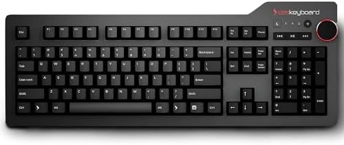 Das Keyboard 4 Professional Wired Mechanical Keyboard, Cherry MX Brown Mechanical Switches, 2-Port USB 3.0 Hub, Volume Knob, Aluminum Top (104 Keys, Black)