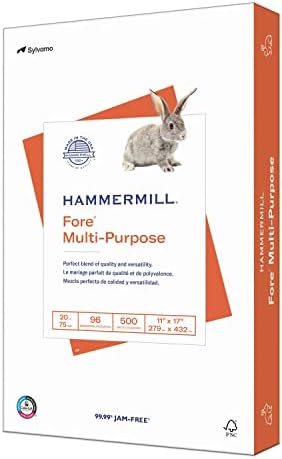 Hammermill Printer Paper, Fore Multipurpose 20 lb Copy Paper, 8.5 x 11-1 Ream (500 Sheets) - 96 Bright, Made in the USA, 103267