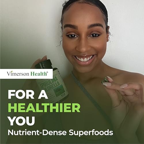 Organic Spirulina and Chlorella Capsules - Spirulina Capsules with Chlorella Powder for Immune