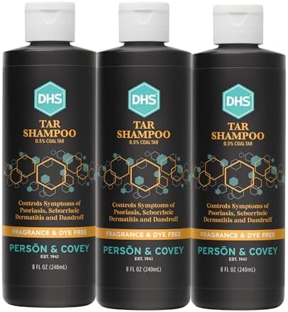 DHS Person & Covey, Inc Coal Tar Shampoo - Dandruff Shampoo for Men & Women, Psoriasis & Dandruff Hair Care for Itchy Scalp, Unscented Seborrheic Dermatitis Hair Care - 8 Fl Oz, Pack of 2