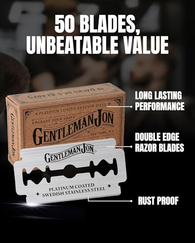 Gentleman Jon Double Edge Safety Razor Blades, Swedish Stainless Steel 50ct
