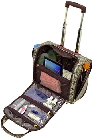 LONDON FOG Softside 15 Under The Seat Bag Carry-On Luggage, Tan Square Jacquard