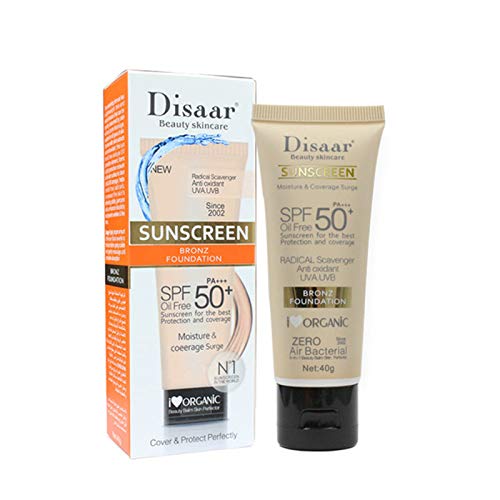 DISAAR BEAUTY Sunscreen SPF 50 PA+++ SPF 50+ Foundation Face Cream Body Skin Protection Anti-Aging Oil Control Moisturizing Care Removes Peeling 40g