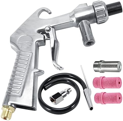 Jewboer Sandblaster Sand Blaster Gun Kit for Abrasive Media Blaster Sandblasting Cabinet with Hose Nozzles Tip