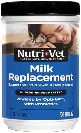 Nutri-Vet Kitten Milk Replacer, Milk Replacer for Kittens, 12oz | Kitten Formula, Powdered Milk, Nursing Support, Cat Care, Whelping Supplies