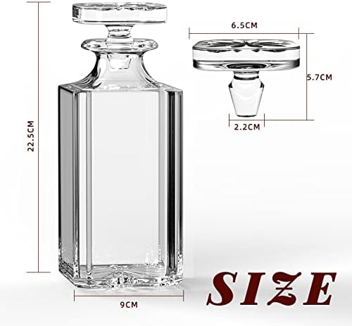 Glass Decanter with Airtight Geometric Stopper - Whiskey Decanter for Wine, Bourbon, Brandy, Liquor, Juice, Water