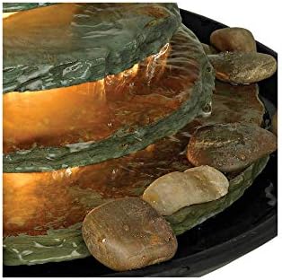 Pyramid 10" High Feng Shui Ball Lighted Table Indoor Small Fountain | Zen Modern Decor Slate Stone Tabletop with Light Waterfall Rock Water Feature for Desk Relaxation Bedroom Living Room