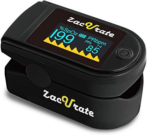 Zacurate 500 Series Fingertip Pulse Oximeter Blood Oxygen Saturation Monitor with Silicon Cover, Batteries and Lanyard, Royal Black
