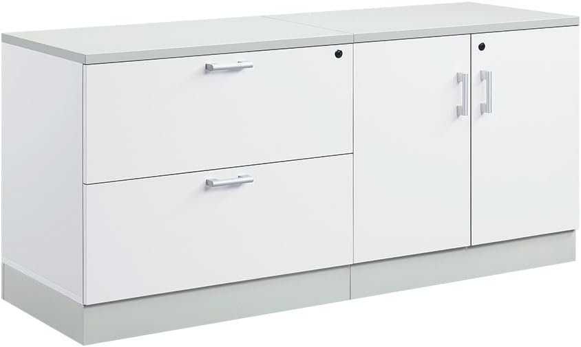 NBF Storage Cabinet Lateral File Combo for Office Organization, White