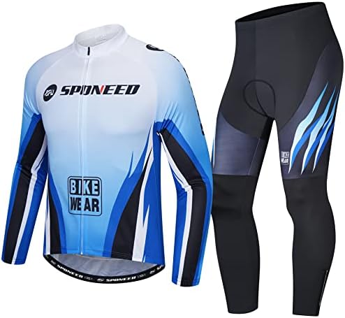 Men's Cycling Cothing Sets Long Sleeved Bicycle Jersey and Pants Kits Road Bike Cyclist Wear
