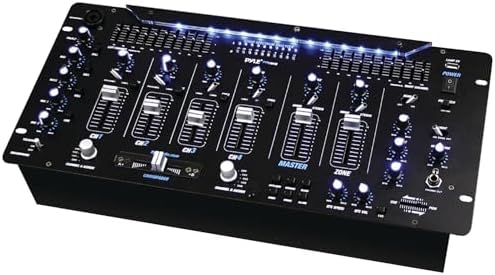 Pyle 6 Channel Mixer, Bluetooth DJ Controller, Stereo Mixer, Professional Sound System, LED Illumination, Mixer Digital Audio, Digital Mixing System