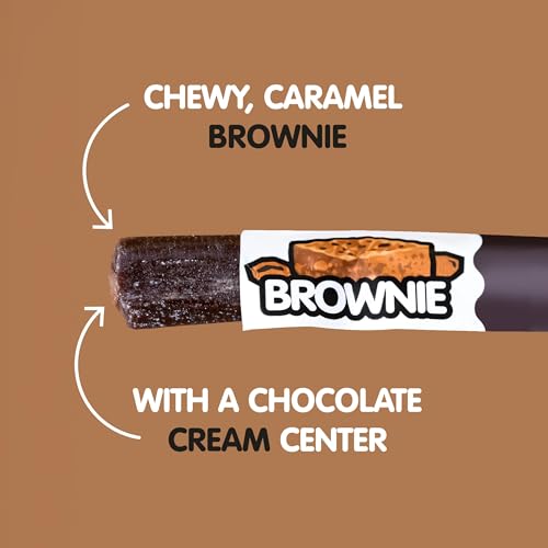 Goetze's Candy Caramel Brownie Cow Tales, 2.25 lb 36ct Canister | Rich Chewy Brownie Caramel & Smooth Cream Filling