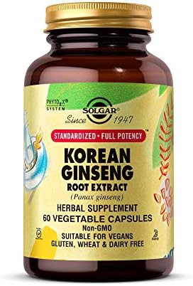 Solgar Korean Ginseng Root Extract, 60 Vegetable Capsules - Immune Support | Standardized, Full Potency (SFP) - Non-GMO, Vegan, Gluten Free