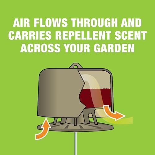 Safer Brand Deer-Off Repellent Stations, 6-Pack, Deer and Rabbit Repellent | 90-Day Coverage up to 192 Sq Ft, Animal Deterrent Stakes