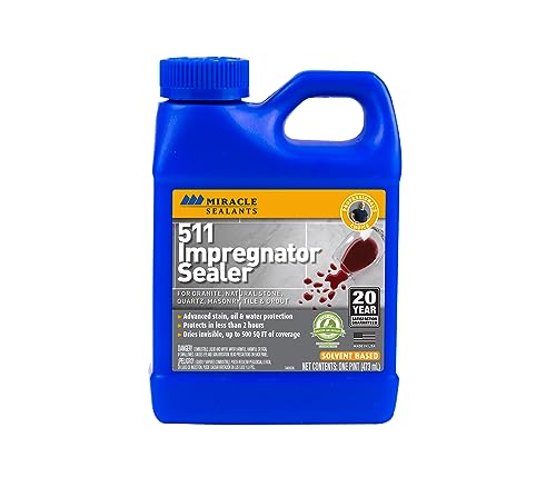 Miracle Sealants 511 Impregnator Penetrating Stone & Tile Sealer, Pint | Penetrating sealer for no-sheen stain, water & oil protection for granite, stone, tile, masonry & grout. Dries invisible.