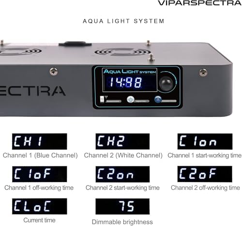 VIPARSPECTRA 165W LED Aquarium Light Dimmable Full Spectrum LED Reef Lights | LED Lamps for Coral Saltwater Fish Tank, Remote/Timer Control
