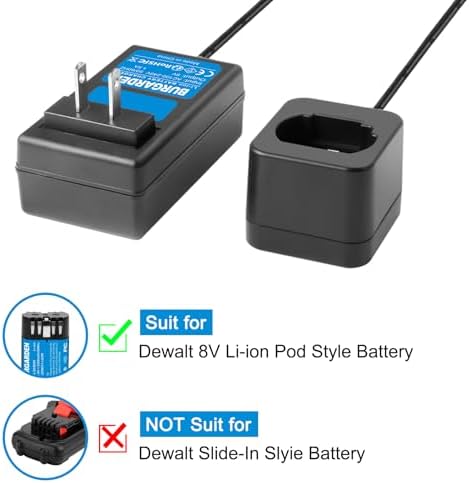 8V Charger Compatible with Dewalt DCB080 DCF680N1 | DW4390 DCF682 DCF680N2 DCF680G2 DCB095 Fit for Dewalt 8v Pod Style Li-Ion Battery