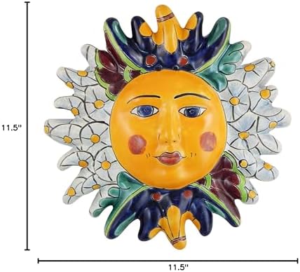 Mexican Talavera Ceramic Sun Face Wall Decor Hanging Pottery Folk Art # 01
