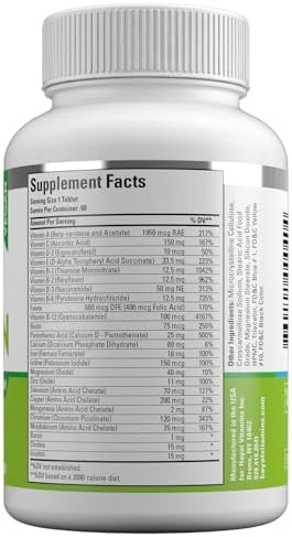 HAYAT Vitamins Vegan Natural Multivitamin, Daily Vitamins with Vitamin A, C, D, E, B1, B2, B3, B6, B12, Biotin, Zinc and More, 2 Month Supply
