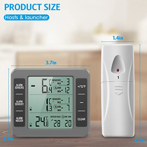 AMIR Refrigerator Thermometer, Wireless Indoor Outdoor Thermometer