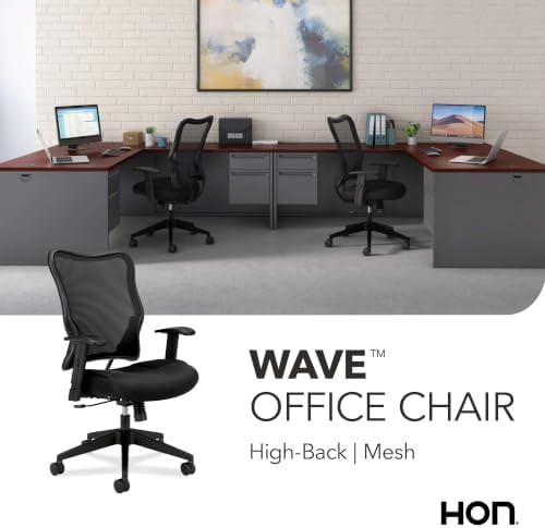 HON Wave Ergonomic Office Chair, Lumbar Support, Desk Chair, Black | High back ergonomic office desk chair with lumbar support, adjustable arms, office decor, advanced tilt for comfort