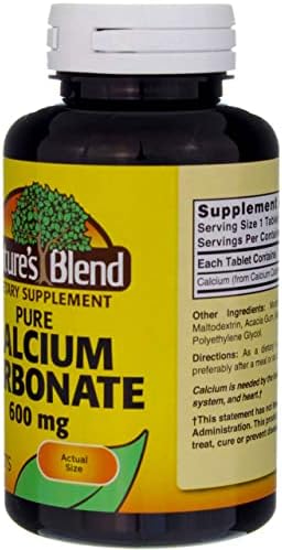 Nature`s Blend Calcium Carbonate 600mg Tablets 100 ct (pack of 2)