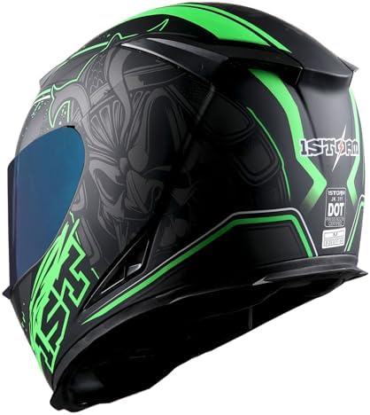 1Storm Motorcycle Full Face Helmet Skull King Matt Black + One Extra Clear Shield: HJK311