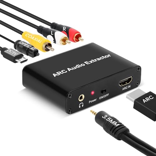 eARC Audio Extractor, eARC Audio Converter to HDMI Optical/SPDIF L/R 3.5mm AUX Sound Extractor, HDMI eARC/ARC to Optical Audio Adapter, for TV to Non-ARC Sound System Soundbar Speaker Amplifier