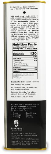 P.J. KABOS 2025/26 Harvest, Everyday Greek Extra Virgin Olive Oil, Kosher, Greece, Cold Extracted, 16.9 oz Tin, Koroneiki