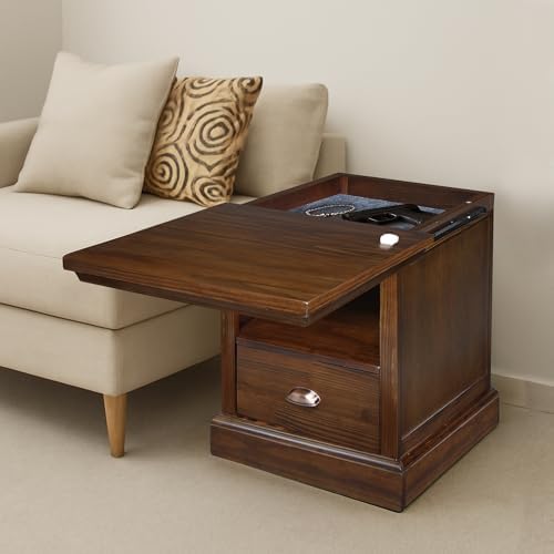 Lincoln Nightstand with Pull-Out Concealed Bottom Shelf, Concealment Furniture