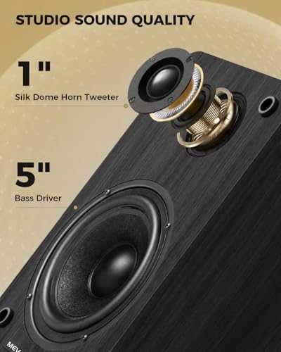 Active Bookshelf Speakers 36W RMS - BT 5.4 Wireless Speaker with 5 Inch Woofer, Silk Dome Tweeter PC Speakers - USB Digital Audio Studio Monitors Bass & Treble Adjust AUX Input for Record Player TV