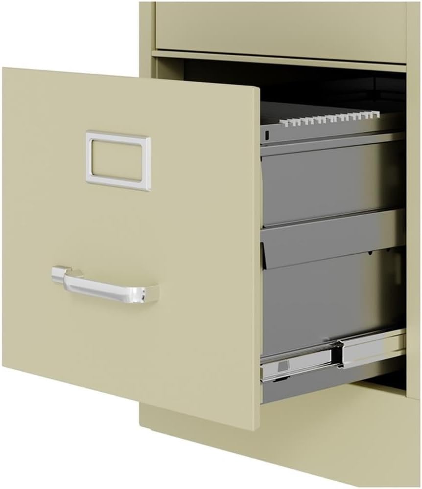 Scranton & Co 22" 4-Drawer Metal Letter Width Vertical Filing Cabinet in Beige, Lockable, Sturdy Steel Construction, Office or Home Use, Durable Letter Size File Storage