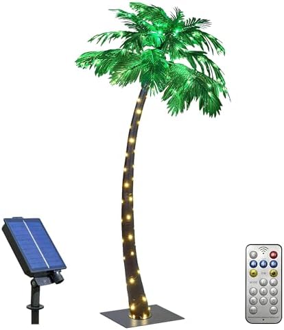 Lightshare 7 Feet Palm Tree 152LED Lights Artificial Fake Tree Decoration for Tiki Bar Outside Patio Porch Pool Christmas Nativity