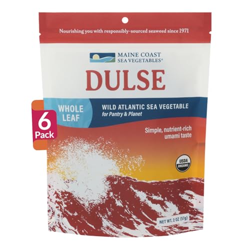 Maine Coast Sea Vegetables Organic Dulse Whole Leaf Bag, Nutritious Food & Seaweed Snacks, Rich in Iodine, North Atlantic Harvest, Great for Salads