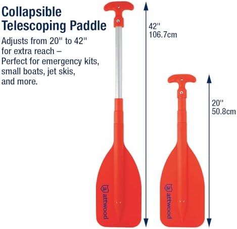 Attwood Emergency Telescoping Paddle for Boating, Orange