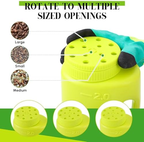 Handheld Spreader Set with Scoop & Gloves for Seed, Salt, De-icer,Green