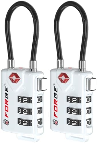 TSA Approved Cable Luggage Locks, Re-settable Combination with Alloy Body