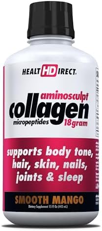 HEALTH DIRECT AminoSculpt Sugar-Free Liquid Collagen, Tart Cherry, 30 oz | High-Potency Collagen for Men & Women. Supports Hair, Skin, Nails & Joints. Medical-Grade, No Mixing, Non-GMO & Grass-Fed