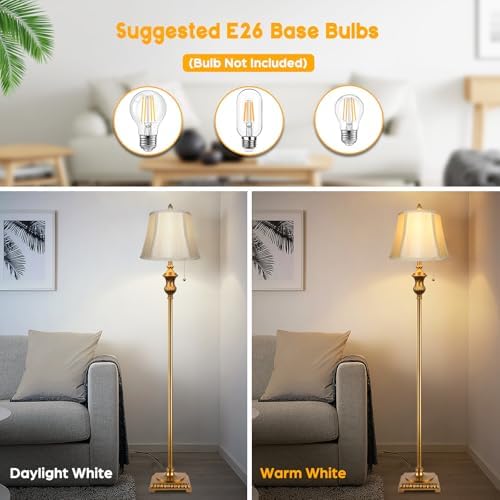 TOBUSA Traditional Floor Lamp, Standing Lamp with Bronze Fabric Shade