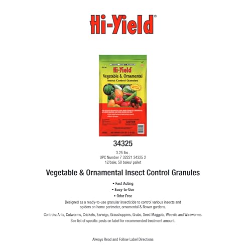 Hi-Yield (32325) Vegetable & Ornamental Insect Control Granules, 4 lbs | Lambda-cyhalothrin granules - Controls soil and foliage insects in vegetable & ornamental gardens - Gardeners