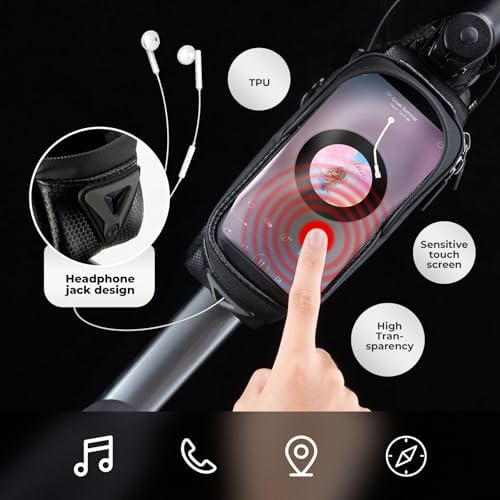 ROCKBROS Bike Phone Bag, [Oversized] EVA Waterproof Bike Top Tube Bag