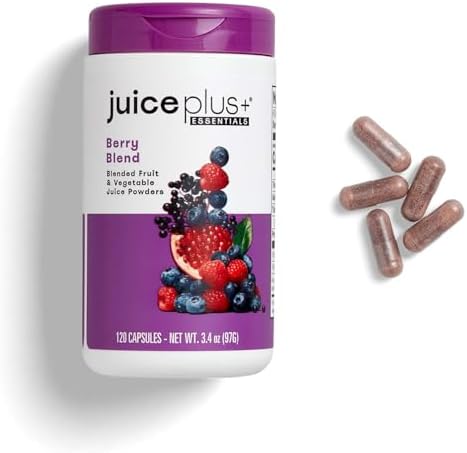 JuicePlus+ Fruit & Vegetable Blend, 2 Bottles (60+60 Servings) | Made from 20 whole fruits & vegetables — peels, leaves, seeds included — convenient daily fruit and veggie blend