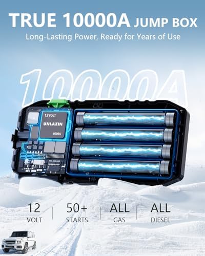 X8 10000A Portable Jump Starter with Force Start, All Gas & Diesel Engines | 12V Car Starter Jump Box & Battery Starter Booster, QC 3.0 Quick Charge