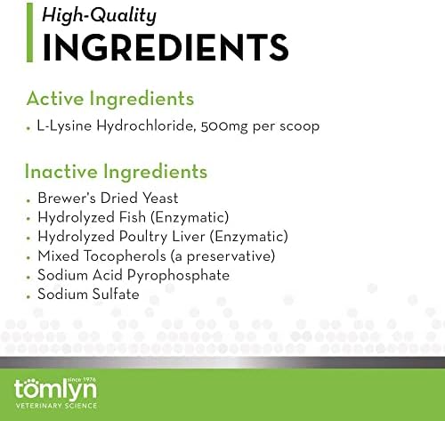 Tomlyn Immune Support Daily L-Lysine Supplement, Fish-Flavored Lysine Powder for Cats and Kittens, 3.5oz