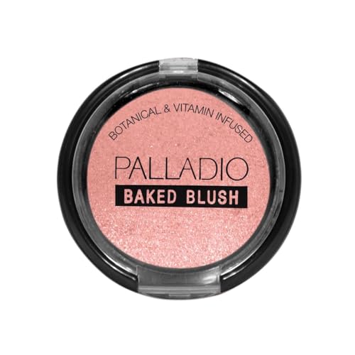 Palladio Baked Blush, Highly Pigmented Shimmery Formula, Easy to Blend and Highly Buildable, Apply Dry for a Natural Glow or Wet for a Dramatic Luminous Look, Long Lasting for All day Wear, Berry