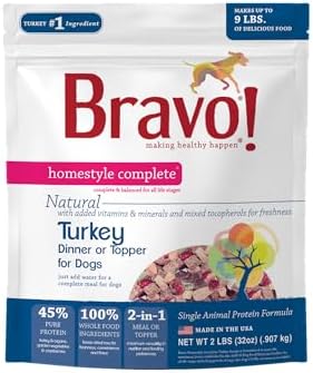 Bravo! Homestyle Complete Freeze Dried Raw Dog Food, Beef, 2 Pounds | Whole Food Ingredients, Rehydrate with Water for Up To 9 Pounds of Food, Use as Meal or Food Topper, Grain Free, Gluten Free