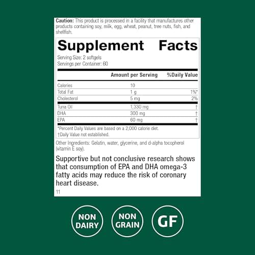 Standard Process Tuna Omega-3 Oil - Brain & Eye Health Support Supplement - Essential Fatty Acid Supplement with Omega-3 - Nutritional Supplement to