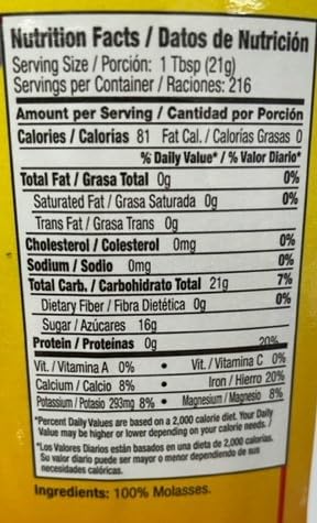 Yummmy Blackstrap Molasses - Melasa de caña, 1 Gal (128 FL OZ), Kosher Certified, Dark Color, BPA free container, Unsulfured, All Natural