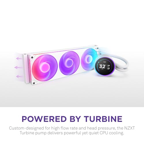 NZXT Kraken Elite 360 RGB - 360mm AIO CPU Cooler, LCD - White | 360mm RGB AIO with 2.36-inch LCD and F360 RGB Core fan. Flagship display cooling with synced RGB via CAM.